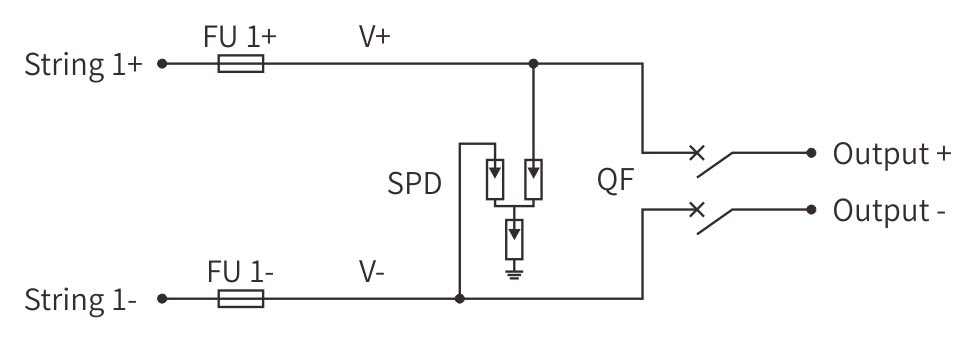 1000V DC Combiner Box 1 In 1 Out MCB type